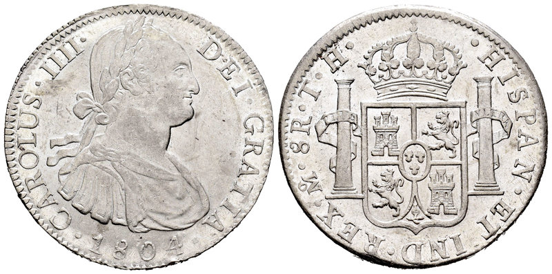 Carlos IV (1788-1808). 8 reales. 1804. México. TH. (Cal-701). Ag. 27,01 g. Rayit...