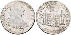 Carlos IV (1788-1808). 8 reales. 1806. México. TH. (Cal-705). Ag. 26,89 g. Pequeñas zonas de plata agria. MBC+/EBC-. Est...80,00.