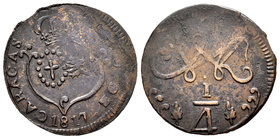 Fernando VII (1808-1833). 1 quarto. 1817. Caracas. (Cal-1809). Ae. 2,06 g. MBC/MBC+. Est...65,00.