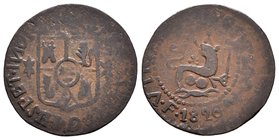 Fernando VII (1808-1833). 1 cuarto. 1826. Manila. (Cal-1606 variante). Ae. 2,75 g. 6 cerrado. BC+. Est...65,00.