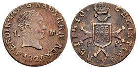 Fernando VII (1808-1833). 1 maravedí. 1825. Pamplona. (Cal-1654). Ae. 1,98 g. MBC+. Est...60,00.