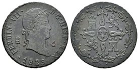 Fernando VII (1808-1833). 4 maravedís. 1829. Segovia. (Cal-1712). Ae. 5,41 g. MBC+. Est...75,00.