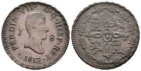 Fernando VII (1808-1833). 8 maravedís. 1812. Jubia. (Cal-1544). Ae. 10,48 g. EBC-/MBC+. Est...60,00.