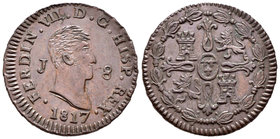 Fernando VII (1808-1833). 8 maravedís. 1817. Jubia. (Cal-1550). Ae. 10,53 g. Buen ejemplar. Escasa así. EBC+/EBC. Est...100,00.