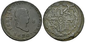 Fernando VII (1808-1833). 8 maravedís. 1820. Jubia. (Cal-1554). Ae. 10,45 g. MBC+. Est...35,00.
