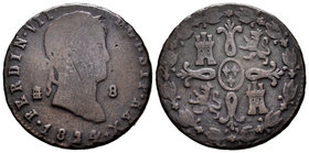 Fernando VII (1808-1833). 8 maravedís. 1824. Segovia. (Cal-tipo 474). Ae. 11,47 g. Falsa de época. BC. Est...15,00.
