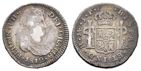 Fernando VII (1808-1833). 1/2 real. 1812. Lima. JP. (Cal-1305). Ag. 1,67 g. MBC-. Est...35,00.