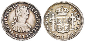 Fernando VII (1808-1833). 1/2 real. 1810. México. HJ. (Cal-1337). Ag. 1,67 g. Busto imaginario. MBC+. Est...50,00.