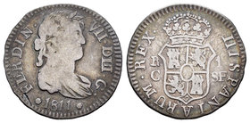 Fernando VII (1808-1833). 1 real. 1811. Cataluña. (Mallorca). SF. (Cal-1095). Ag. 2,72 g. Variante de busto. Rara. BC+. Est...100,00.