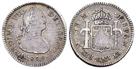 Fernando VII (1808-1833). 1 real. 1809. Guatemala. M. (Cal-1111). Ag. 3,32 g. Busto de Carlos IV. Rara. MBC-. Est...200,00.