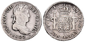 Fernando VII (1808-1833). 1 real. 1822. Potosí. PJ. (Cal-1201). Ag. 3,29 g. MBC. Est...35,00.