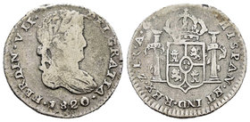 Fernando VII (1808-1833). 1 real. 1820. Zacatecas. AG. (Cal-1252). Ag. 3,43 g. BC. Est...30,00.