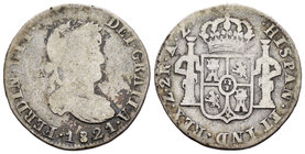 Fernando VII (1808-1833). 2 reales. 1821. Zacatecas. AZ. (Cal-1081). Ag. 637,00 g. BC-. Est...25,00.