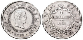 Fernando VII (1808-1833). 10 reales. 1821. Bilbao. UG. (Cal-702). Ag. 13,67 g. Tipo "cabezón". Módulo de 4 reales. Escasa en esta conservación. EBC-. ...