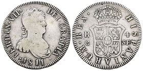 Fernando VII (1808-1833). 4 reales. 1811. Cataluña. (Tarragona o Mallorca). SF. (Cal-711). Ag. 13,20 g. Busto con armadura. Muy rara. BC+/MBC-. Est......