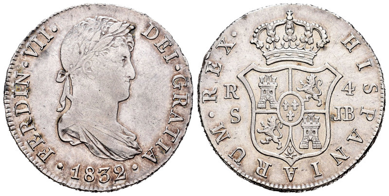 Fernando VII (1808-1833). 4 reales. 1832. Sevilla. JB. (Cal-820). Ag. 13,55 g. S...