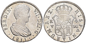 Fernando VII (1808-1833). 4 reales. 1811. Valencia. SG. (Cal-830). Ag. 13,41 g. Habituales vanos de acuñación. Brillo original. EBC+. Est...250,00.