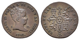 Isabel II (1833-1868). 1 maravedí. 1842. Jubia. (Cal-565). Ae. 1,52 g. Escasa. EBC+. Est...90,00.