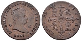 Isabel II (1833-1868). 4 maravedís. 1845. Jubia. (Cal-515). Ae. 4,95 g. MBC/MBC+. Est...50,00.