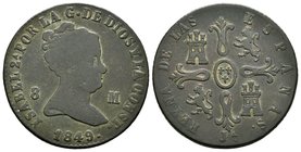 Isabel II (1833-1868). 8 maravedís. 1849. Jubia. (Cal-487). Ae. 9,85 g. BC+. Est...15,00.