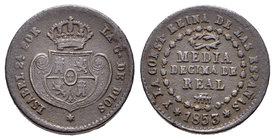 Isabel II (1833-1868). 1/2 décima de real. 1853. Segovia. (Cal-586). Ae. 1,89 g. MBC-. Est...12,00.