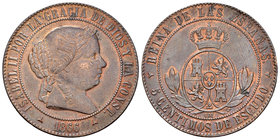 Isabel II (1833-1868). 5 céntimos de escudo. 1866. Segovia. OM. (Cal-631). Ae. 12,64 g. MBC+. Est...60,00.