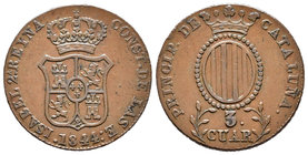 Isabel II (1833-1868). 3 cuartos. 1844. Barcelona. (Cal-710). Ae. 7,59 g. MBC+. Est...35,00.