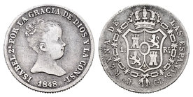 Isabel II (1833-1868). 1 real. 1848. Madrid. CL. (Cal-416). Ag. 1,26 g. BC. Est...15,00.