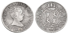 Isabel II (1833-1868). 1 real. 1849. Madrid. CL. (Cal-417). Ag. 1,32 g. BC+. Est...18,00.