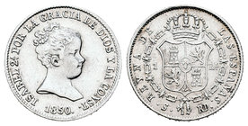 Isabel II (1833-1868). 1 real. 1850. Sevilla. RD. (Cal-430). Ag. 1,28 g. EBC/EBC-. Est...50,00.