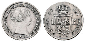 Isabel II (1833-1868). 1 real. 1854. Sevilla. (Cal-436). Ag. 1,30 g. Golpecitos. MBC+/MBC. Est...50,00.