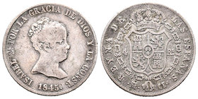 Isabel II (1833-1868). 4 reales. 1845. Lima. MI. (Cal-1093). Ag. 5,81 g. Rara. BC+. Est...160,00.