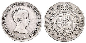 Isabel II (1833-1868). 4 reales. 1848. Madrid. CL. (Cal-295). Ag. 5,75 g. MBC-. Est...25,00.