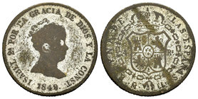 Isabel II (1833-1868). 4 reales. 1849. Madrid. CL. (Cal-tipo 68). 4,69 g. Falsa de época. BC-. Est...10,00.
