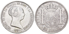 Isabel II (1833-1868). 20 reales. 1854. Madrid. (Cal-174). Ag. 25,81 g. MBC+. Est...110,00.