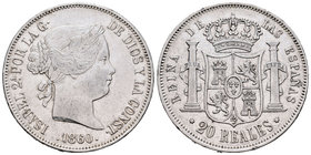 Isabel II (1833-1868). 20 reales. 1860. Madrid. (Cal-182). Ag. 25,88 g. MBC+. Est...120,00.