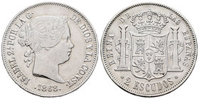 Isabel II (1833-1868). 2 escudos. 1868 *18-68. Madrid. (Cal-205). Ag. 25,87 g. MBC. Est...90,00.