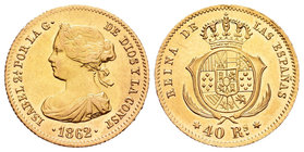 Isabel II (1833-1868). 40 reales. 1862. Madrid. (Cal-104). Au. 3,39 g. Brillo original. EBC+/SC-. Est...200,00.