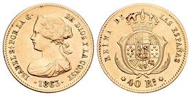 Isabel II (1833-1868). 40 reales. 1863. Madrid. (Cal-105). Au. 3,31 g. Limpiada. MBC+. Est...120,00.