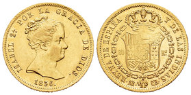 Isabel II (1833-1868). 80 reales. 1836. Madrid. CR. (Cal-69). Au. 6,73 g. EBC-. Est...320,00.