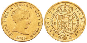 Isabel II (1833-1868). 80 reales. 1845. Madrid. CL. (Cal-78). Au. 6,74 g. Pequeñas marcas. EBC-/EBC-. Est...300,00.