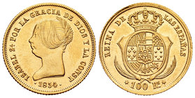 Isabel II (1833-1868). 100 reales. 1854. Madrid. (Cal-18). Au. 8,37 g. Rayitas. EBC/EBC+. Est...350,00.