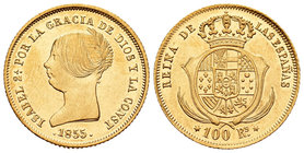 Isabel II (1833-1868). 100 reales. 1855. Madrid. (Cal-19). Au. 8,43 g. EBC/EBC+. Est...350,00.