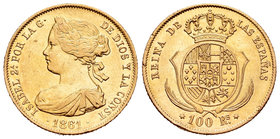 Isabel II (1833-1868). 100 reales. 1861. Madrid. (Cal-26). Au. 8,39 g. EBC/EBC+. Est...280,00.