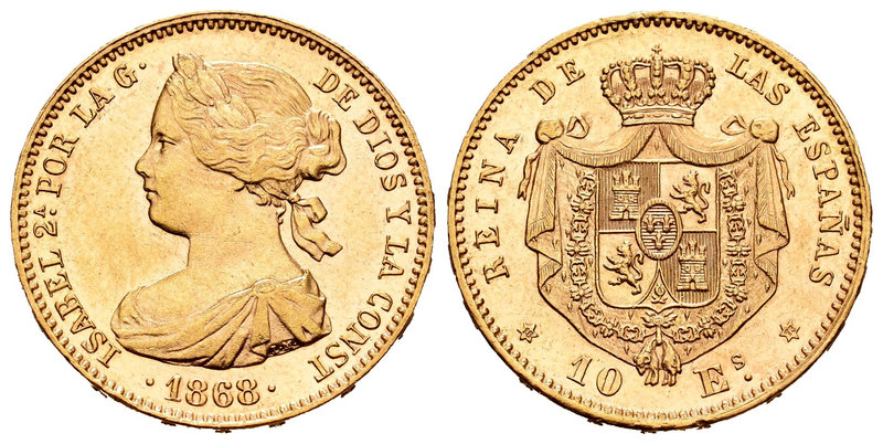 Isabel II (1833-1868). 10 escudos. 1868*18-73. Madrid. (Cal-48). Au. 8,42 g. Gol...
