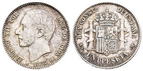 Alfonso XII (1874-1885). 1 peseta. 1885*18-85. Madrid. MSM. (Cal-61). Ag. 4,98 g. MBC+/EBC-. Est...150,00.