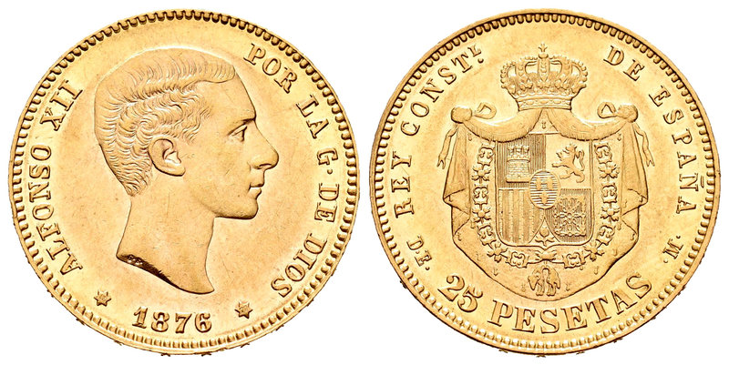 Alfonso XII (1874-1885). 25 pesetas. 1876*18-76. Madrid. DEM. (Cal-1). Au. 8,05 ...