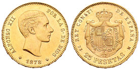 Alfonso XII (1874-1885). 25 pesetas. 1878*18-78. Madrid. DEM. (Cal-4). Au. 8,09 g. EBC. Est...300,00.