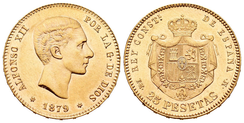 Alfonso XII (1874-1885). 25 pesetas. 1879*18-79. Madrid. EMM. (Cal-9). Au. 8,06 ...