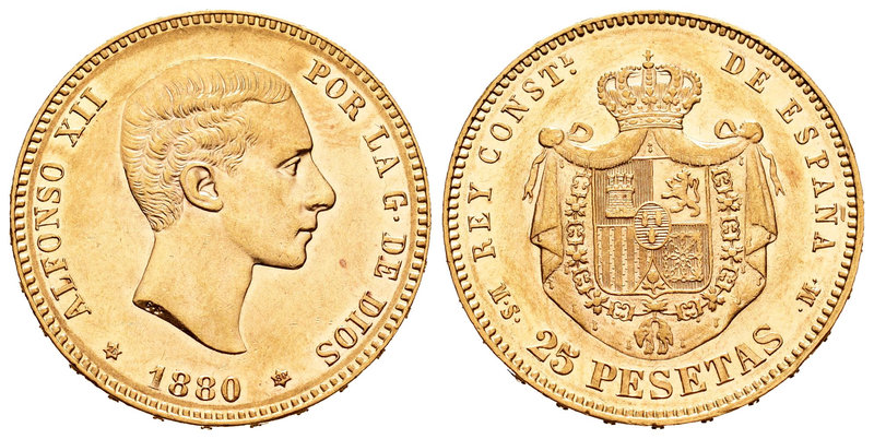 Alfonso XII (1874-1885). 25 pesetas. 1880*18-80. Madrid. MSM. (Cal-10). Au. 8,06...